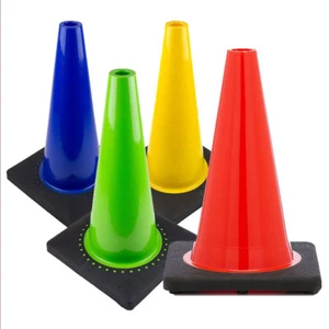 RK PVC Verkehrssicherheit 18" Kegel, schwarze Basis, blau/orange/limette/gelb - CONE18-BB - Bild 1 von 14