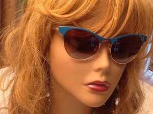 HERMOSAS GAFAS DE SOL CATEYE AZUL/VERDE TURQUESA/ORO MIU SMU50O NAB-1F0 54 - Imagen 1 de 11