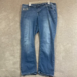 Jeans Love Indigo donna 18 38X30 impreziosito bootcut blu denim cowgirl incrociato - Foto 1 di 17