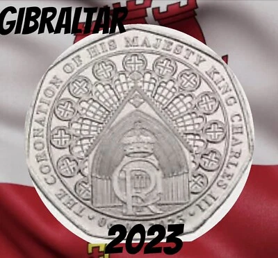 Gibraltar 🇬🇮 Moneda 50 peniques 2023 Rey CIII Coronación Abadía de Westminster Foto 1 de 3