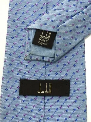 Corbata 100 % seda azul océano auténtica DUNHILL hecha en Inglaterra "rayas d" Foto 1 de 4