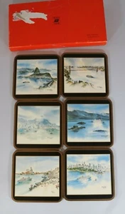 NIB SKALD CLUB PIMPERNEL CORK BACKED COASTERS 2 BOXES W/ 6 IN EACH BETTY GUY - Picture 1 of 6