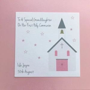 Personalised Girls First Holy Communion Card-Granddaughter Goddaughter Niece 1st - Picture 1 of 2