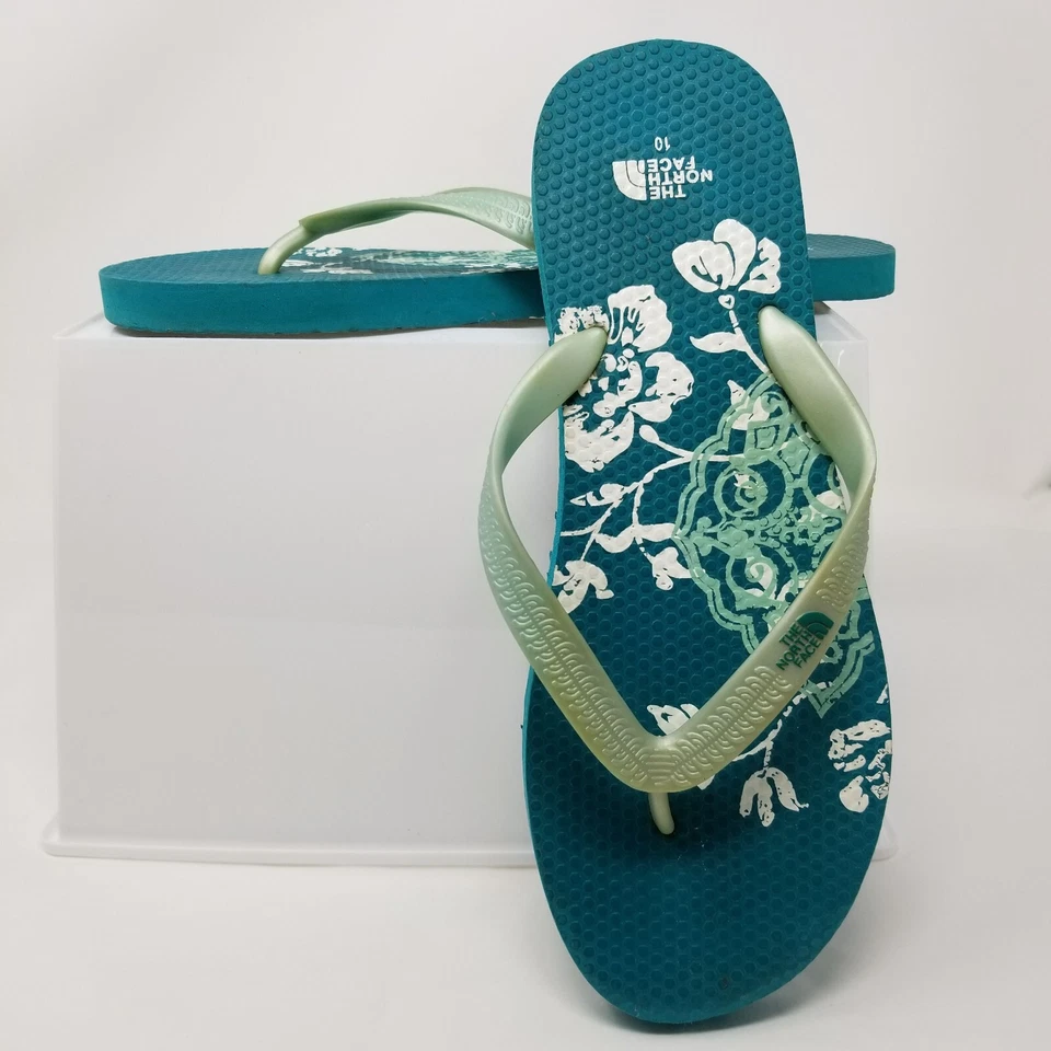 Sandalias planas sin cordones florales de goma verde The North Face para mujer talla 10 Foto 1 de 4