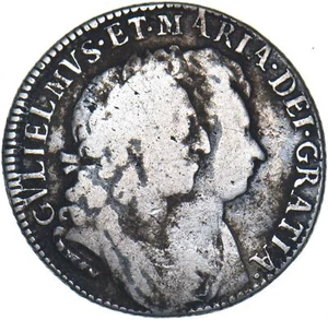 1693 Schilling - William & Mary Britische Silbermünze - Bild 1 von 2