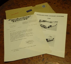 1978 Vintage Mercedes-Benz E Thiesen KG Letter 300 SL Exhaust Brochure TH - Picture 1 of 6