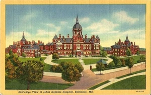 Cartolina Maryland Baltimora Bird's-Eye View Johns Hopkins Hospital anni 40 mai usata - Foto 1 di 1