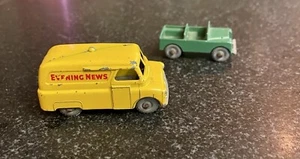 2 Grey Wheels Matchbox Vintage Jeep And News Van - Picture 1 of 10