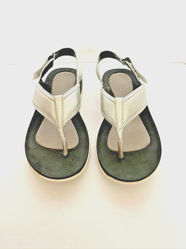 Sandali argento Clarks punta perizoma con chiusura gancio e anello taglia 8