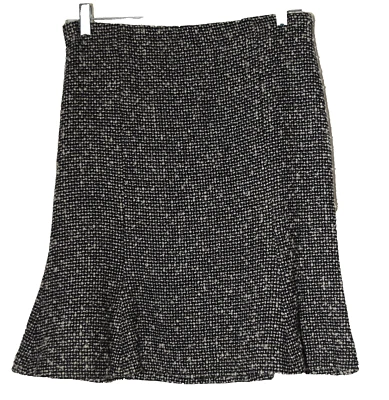 Saia de tweed INC International Concepts preta branca mistura de lã alargada tamanho 4 - Imagem 1 de 4