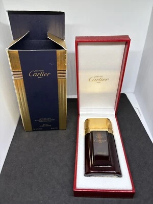 Vintage MUST DE CARTIER Paris PURE PARFUM 30 ml 1 oz LEATHER Red Case New In Box - Image 1 of 4