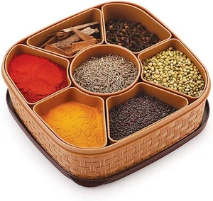 Caja Masala (Dabba) - 7 secciones, 700 ml, surtido color (multicolor) KU - Imagen 1 de 6