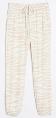 Pantalones de chándal de pijama AnnTaylor LOFT jaspeados con estampado de cebra talla mediana blanco susurro Foto 1 de 3