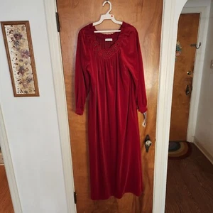 NWT Vintage 80s Miss Elaine Robe Velvet Nightgown Dress Red Medium Large XL XXL - Picture 1 of 8