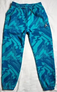 Air Jordan Youth Blue Sweatpants Abstract Geometric Size M 10-12 Drawstring Pant - Picture 1 of 18