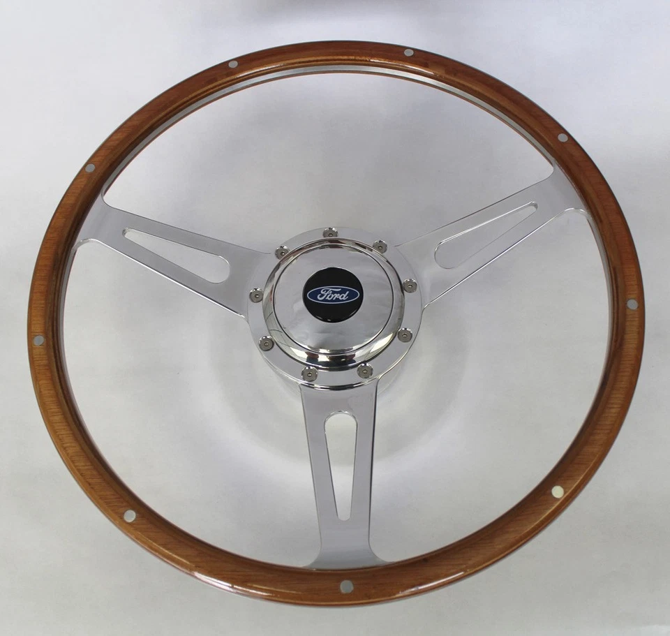 Volante madera 15" Ford Bronco F100 F150 F250 F350 camión estilo cobra 9 orificios Foto 1 de 4