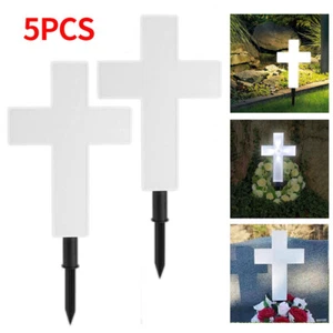 Solar Power LED Cross Light Eternal Memorial Lamp Garden Cemetery - Picture 1 of 12