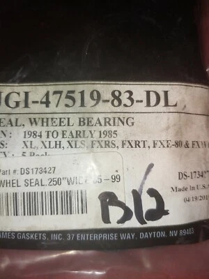 JamesJGI-47519-83-DL DS173427- 轮密封,双唇 - 0.250 英寸哈雷 B12 — 第 1/2 张图片