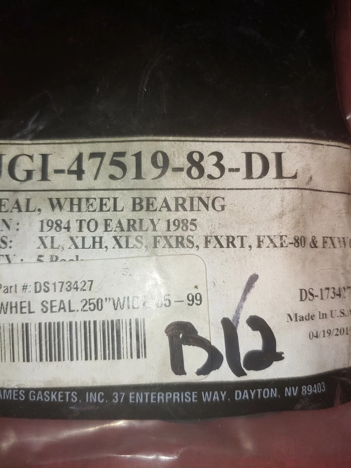 JamesJGI-47519-83-DL DS173427 - Sello de rueda, doble labio - Harley B12 0,250 pulgadas Foto 1 de 2