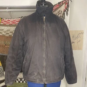 Vintage Dockers Workwear Jacket Men’s Large Brown Fleece Lined Pockets Full Zip - Picture 1 of 14
