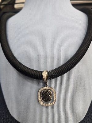 Philippe Charriol Diamante Oro 18K Colgante Acero Negro Cable Alambre Collar KAI Foto 1 de 3
