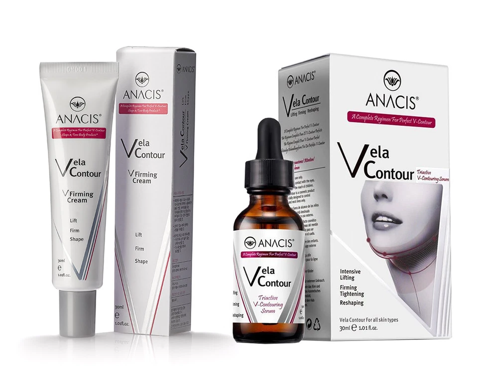 Neck Firming Lifting V line Double Chin Reducer Vela Contour Serum & Cream. Set  - Image 1 of 4