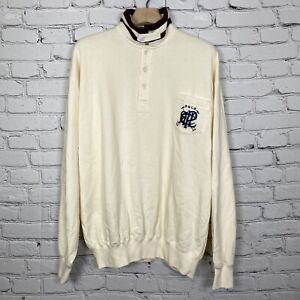 Polo Ralph Lauren Vintage RLPC Sweatshirt Pullover 1/4 Button Rugby Sweater Rare