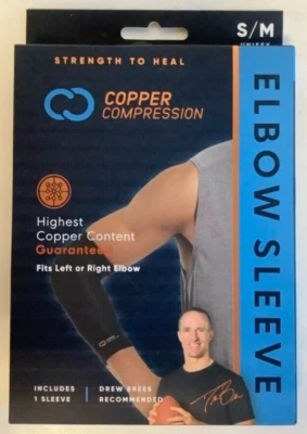 NEW Copper Compression CCCES/BS3 Copper Infused SMALL/MEDIUM Elbow Sleeve - Image 1 of 3