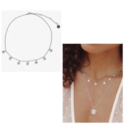 GARGANTILLA PURA VIDA BITTY MARGARITAS, plateada, 14” con extensión de 2”, ¡nueva con etiquetas! Foto 1 de 4