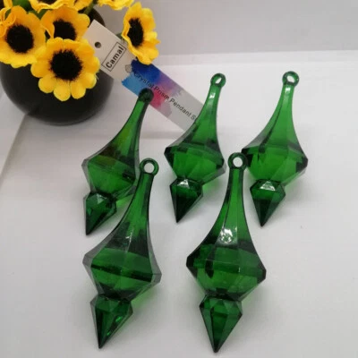 10pcs 70mm Green Acrylic Crystal Drop Pendant Wedding Christmas Lamp Parts Decor - Image 1 of 4