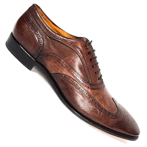 Scarpe eleganti Oxford Dario Dodoni pelle brogue punta alare uomo 45,5 marrone Italia rare - Foto 1 di 16