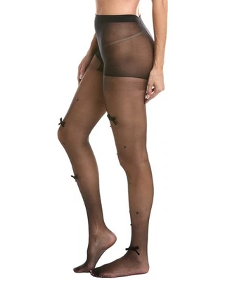 High Heel Jungle Velvet Bow Pearl Tights Women's Black Os Foto 1 de 2