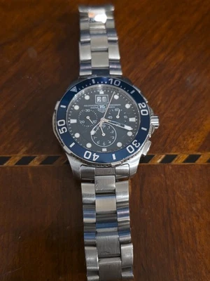 TAG Heuer CAN1011 Aquaracer Grande Date Chrono 43mm Blue Dial Quartz Men's Watch - Image 1 of 4