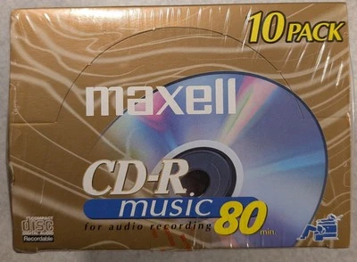 MAXELL CD-R Compact Discs Audio Recordable 80 Minute 10 PACK -NEW - Image 1 of 4