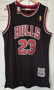 NWT Michael Jordan #23 Black Pinstripes Chicago Bulls Mitchell & Ness 96-97 XL - Picture 1 of 7