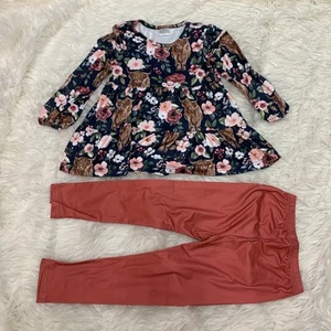 girl highland cow top pants set XS - Picture 1 of 2