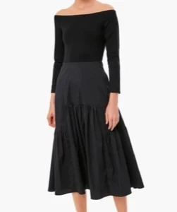 Tuckerneck Marissa Fit & Flare Off The Shoulder Midi Dress Black XL Tiered Skirt - Picture 1 of 10