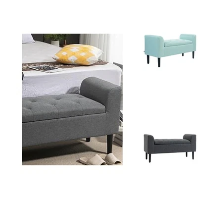 Sitzbank mit Stauraum, Polsterbank mit Leinenoptik, Sitzhocker Aufbewahrungsbox - Bild 1 von 4