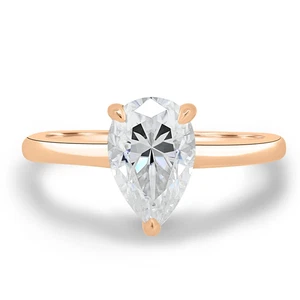 14K Multi Tone Gold Ring IGI GIA HRD Lab Created Diamond Pear 1.50 Ct Size 5 6 7 - Picture 1 of 10
