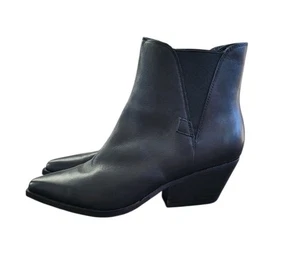 Pre-Owned MARC FISHER Black Henly Slip On Leather Ankle Bootie Women - Picture 1 of 16