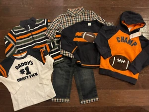 Gymboree Boys Junior Linebacker Football BTS Blue Orange Lot Sz 3/4/5T - Picture 1 of 8