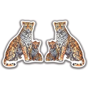 CALCOMANÍA JAGUAR AND CUB GATO 2 pegatinas Bogo coche ventana camión parachoques 4x4 - Imagen 1 de 1