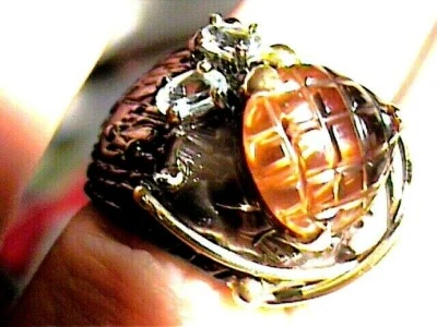 ANILLO PLATA ESTERLINA 925 TALLA CITRINO 6,5 diseñador de arte raro único hecho a mano  Foto 1 de 4