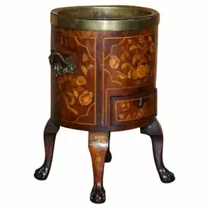 EXQUISITE ANTIQUE CIRCA 1800 DUTCH INLAID WINE COOLER BUCKET CLAW & BALL FEET - Picture 1 of 12