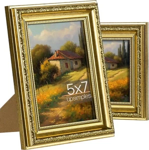 5x7 Picture Frame with Real Glass, 2 Pack Ornate Vintage Picture Frames for Wall - Picture 1 of 7
