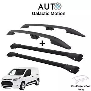 Side Rails & Cross Bars Set suits Ford Transit Connect LWB 13-24 Black Aluminum - Picture 1 of 14