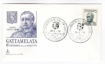 Italy 1970 FDC - Gattamelata  600th Anniversary Birth of Narni - first day cover - Image 1 of 3