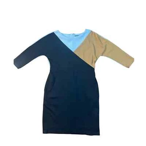Ellen Tracy Damen Color Block Strickkleid, 3/4 Ärmel, schwarz/braun/weiß, 10 - Bild 1 von 10