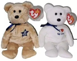 Ty Beanie Baby Set - I LOVE BAYSTARS & WINSTAR the Bears (Japan Exclusive) MWMTs - Picture 1 of 18
