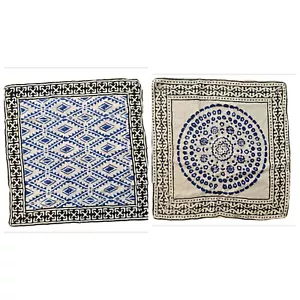 Set of 2 Organic Cotton Block Print Bandana Paisley Design Scarf Vibrant Color - Picture 1 of 6